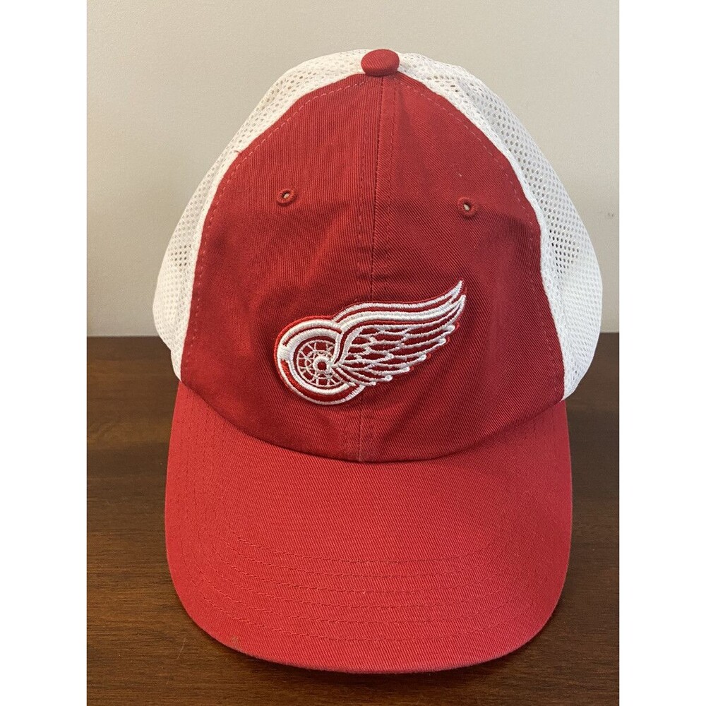 Detroit Red Wings Redwing Logo Wheel Snapback Red White Mesh